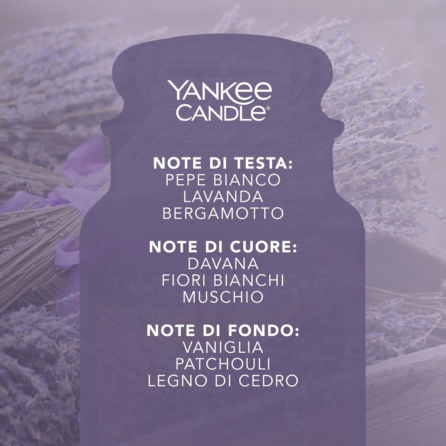 Detalle de Yankee Candle Lavanda Essiccata e Quercia Candela a lunga combustione