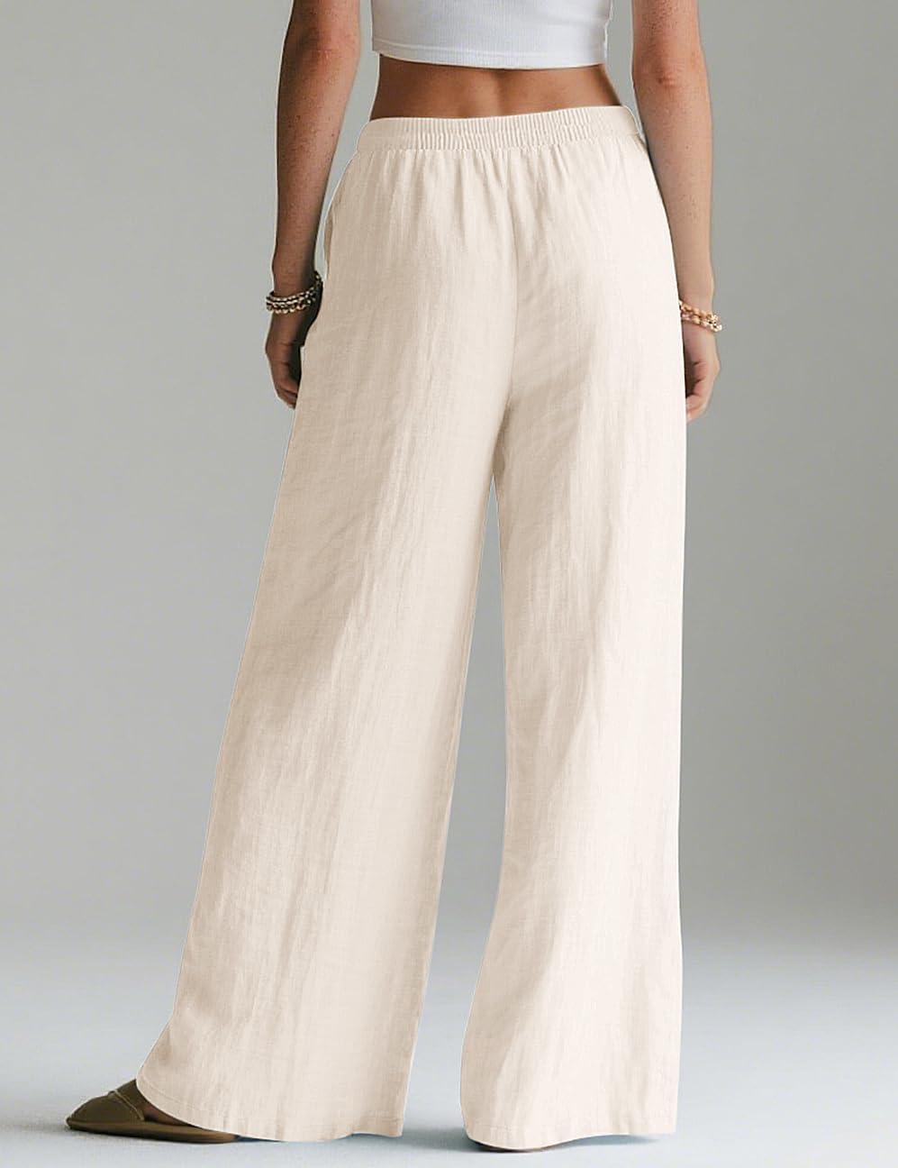 Thumbnail 3 de Rapbin Leinenhose Damen – leichte Sommerhose mit Palazzo-Silhouette, Taschen und elastischem Bund