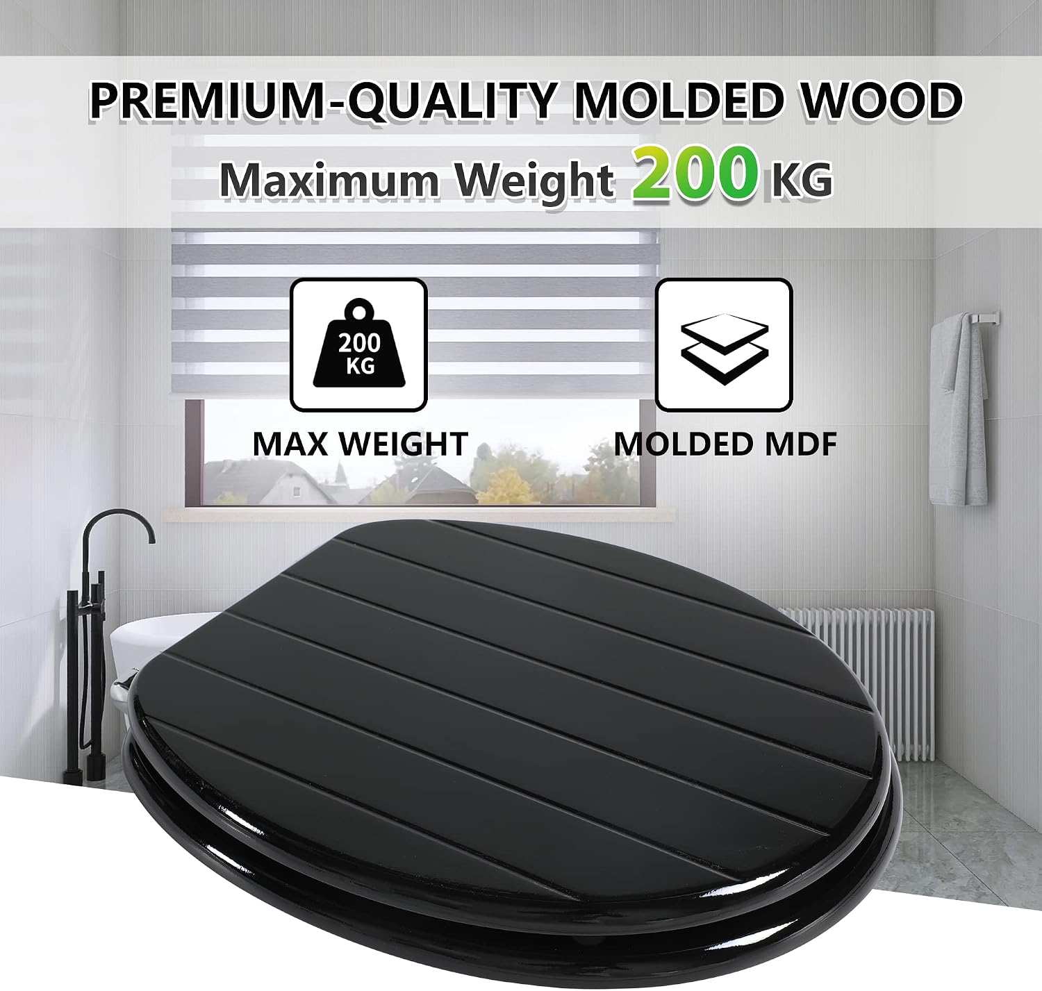 Thumbnail 5 de Angel Shield Black Wooden Toilet Seat