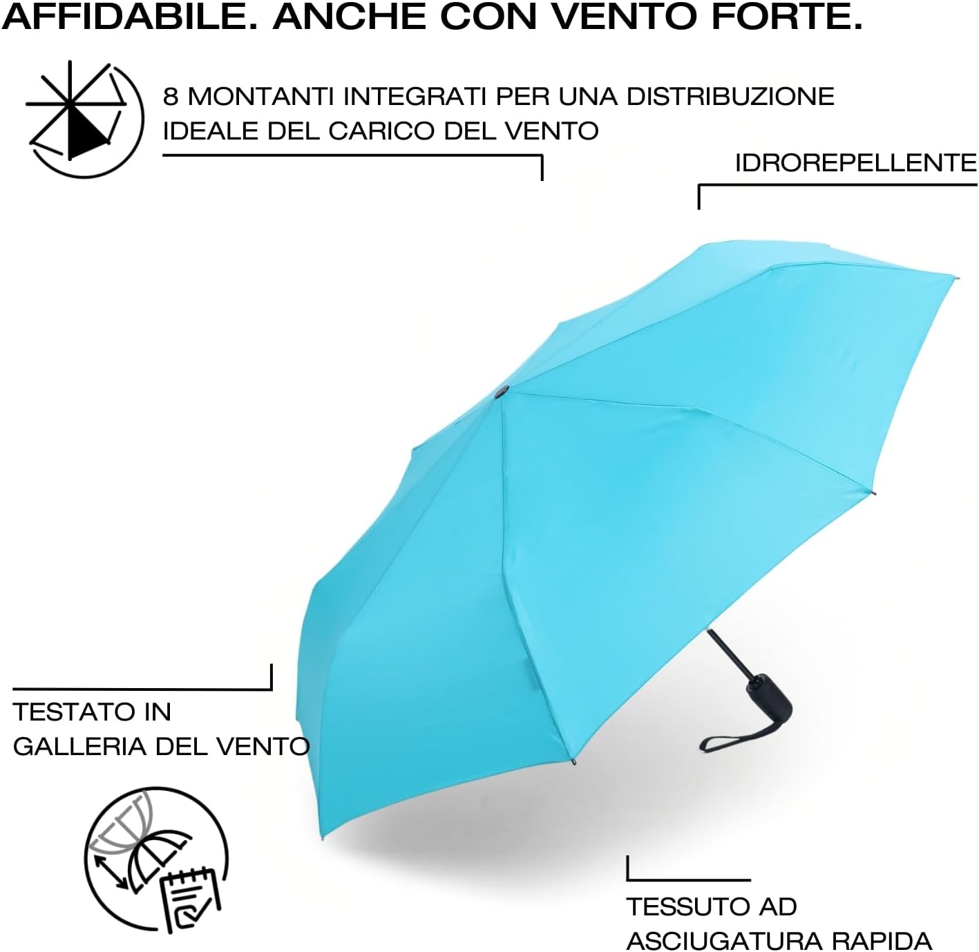 Detalle de Knirps I.200 Medium Duomatic Ombrello: automatico, portatile e resistente alla pioggia