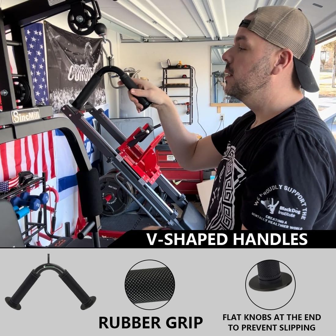 Detalle 2 de QPARVERS Cable Machine Attachment Set (LAT pulldown attachments) with V-Grip Row Handle, Swivel Bar, and Nylon Triceps Rope