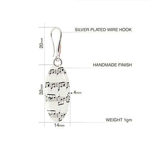 Detalle 2 de Dragon Porter Symphonie Musicale, boucles pendantes notes noir et blanc, 3 g