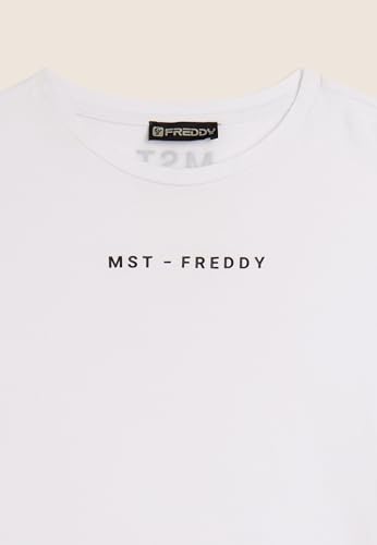 Detalle de FREDDY T-Shirt Cropped con Stampe MST – Bianco, Donna, Medium