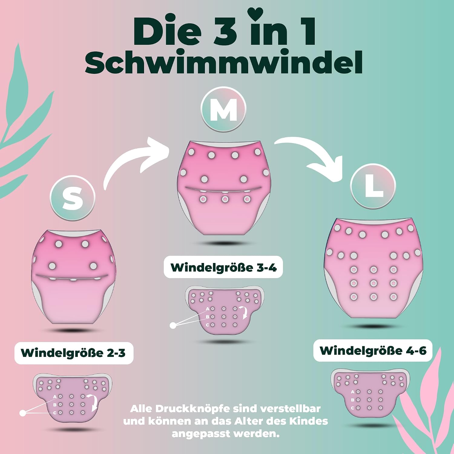 Thumbnail 3 de KIDVERSE Schwimmwindel Baby Badehose 0–3 Jahre – wiederverwendbar, hautfreundlich & größenverstellbar (mit Tragetasche & Wäschenetz)
