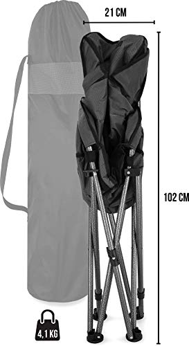 Detalle de normani Faltbarer Campingstuhl inkl. Tragetasche – gepolsterter Moonchair bis 150 kg, Grau