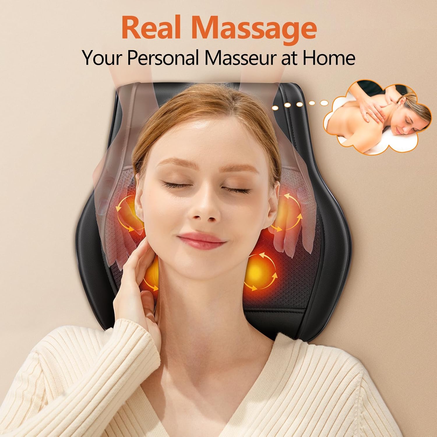Detalle de Brelley Massagegerät – Nackenmassagegerät mit Wärme und Shiatsu-3D-Tiefengewebsmassage