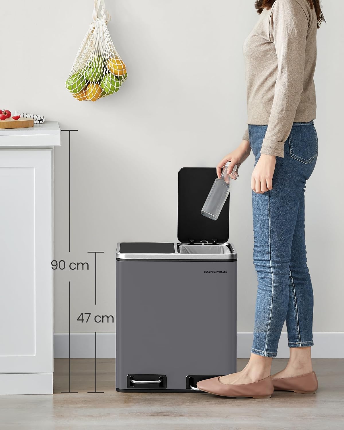 Detalle de SONGMICS Mülleimer Küche 2x15 Liter