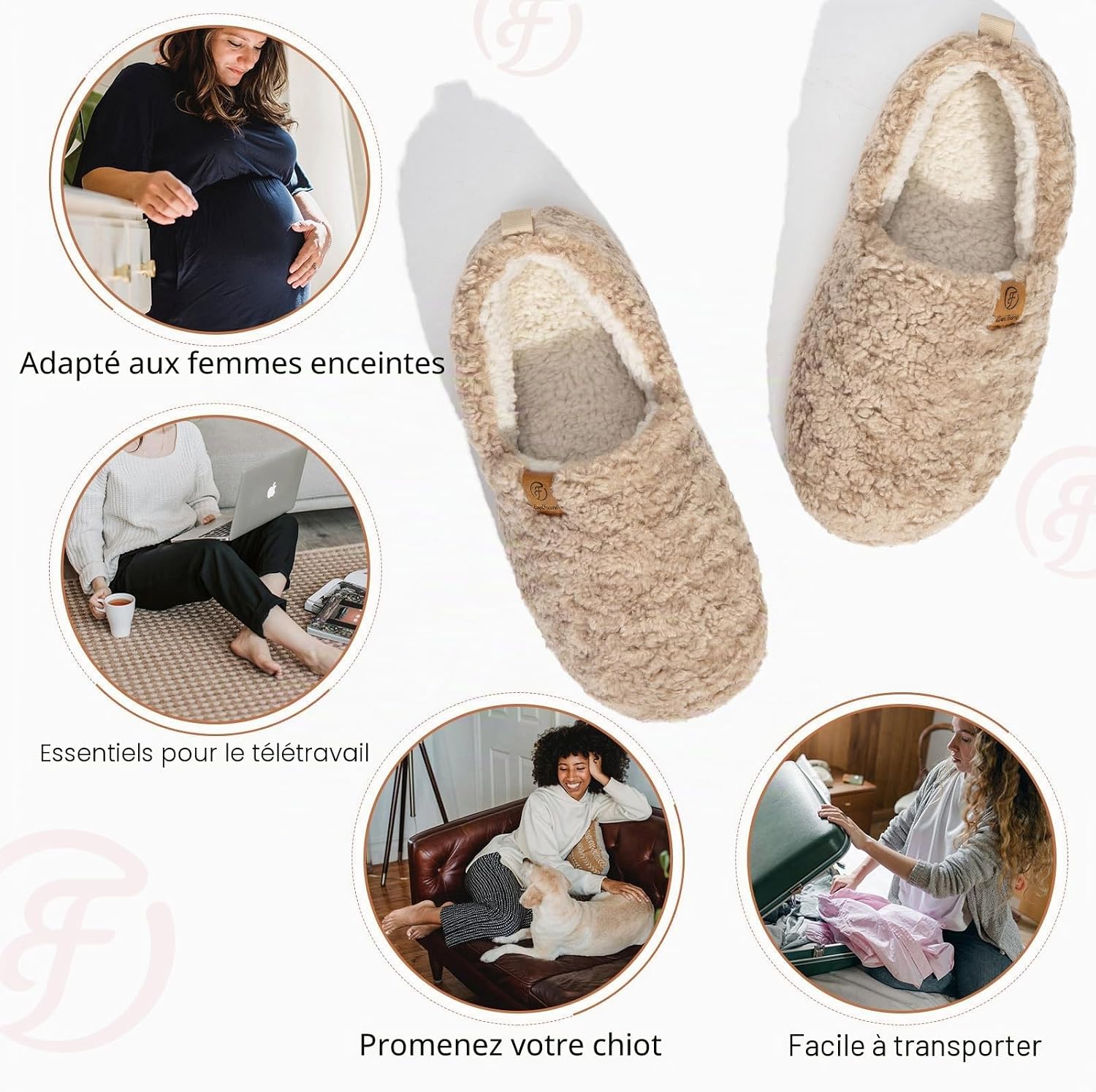 Detalle de EverFoams Chaussons Femme Chaudes en Mousse à Mémoire – Confort & Douceur avec Fausse Laine