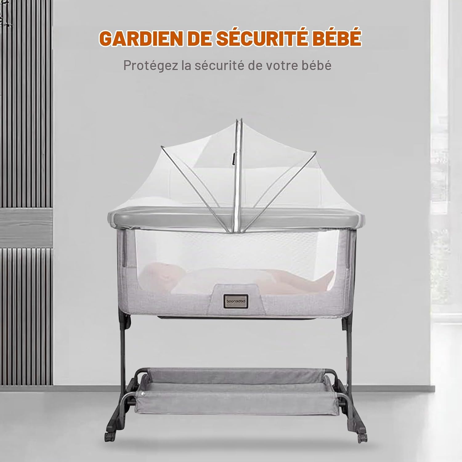 Detalle de Tryora 4483033 muggennet voor babybed 55 x 100 cm, wit fijnmazig mesh