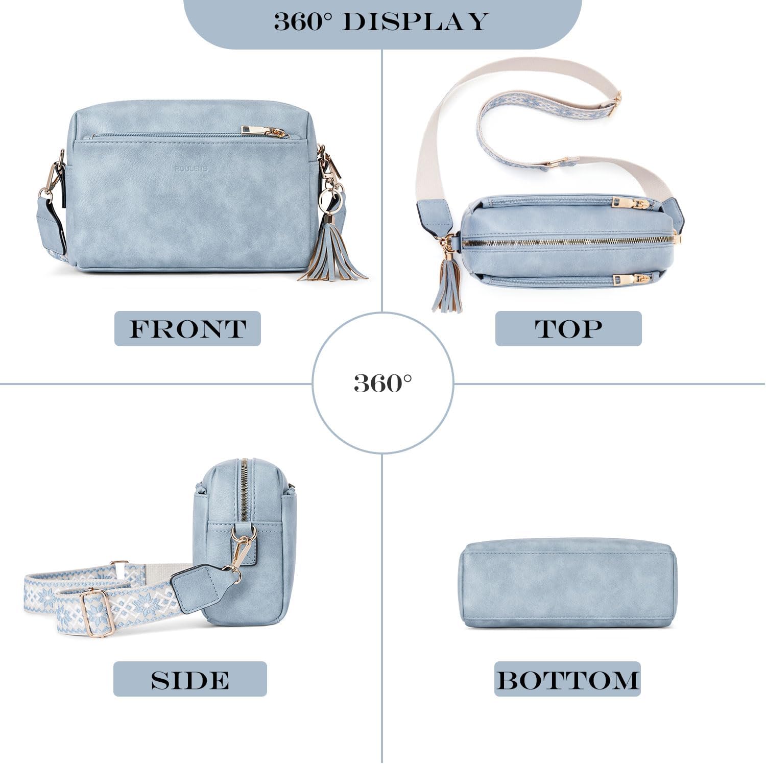 Detalle de Roulens Piccola Borsa a Tracolla Donna con 3 Scomparti Capienti: stile compatto e versatile