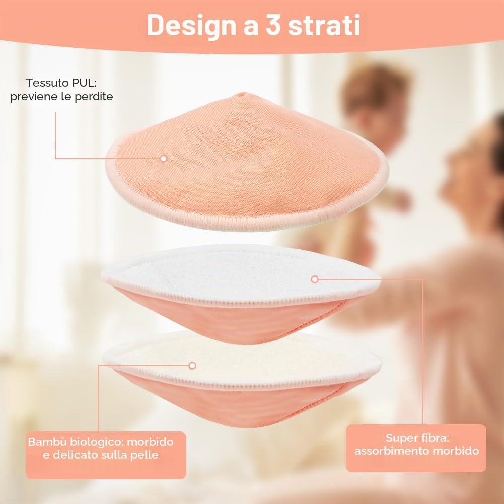 Thumbnail 5 de Coppette Assorbilatte lavabili in bambù biologico Aolso – 14 pezzi, assorbenti e riutilizzabili
