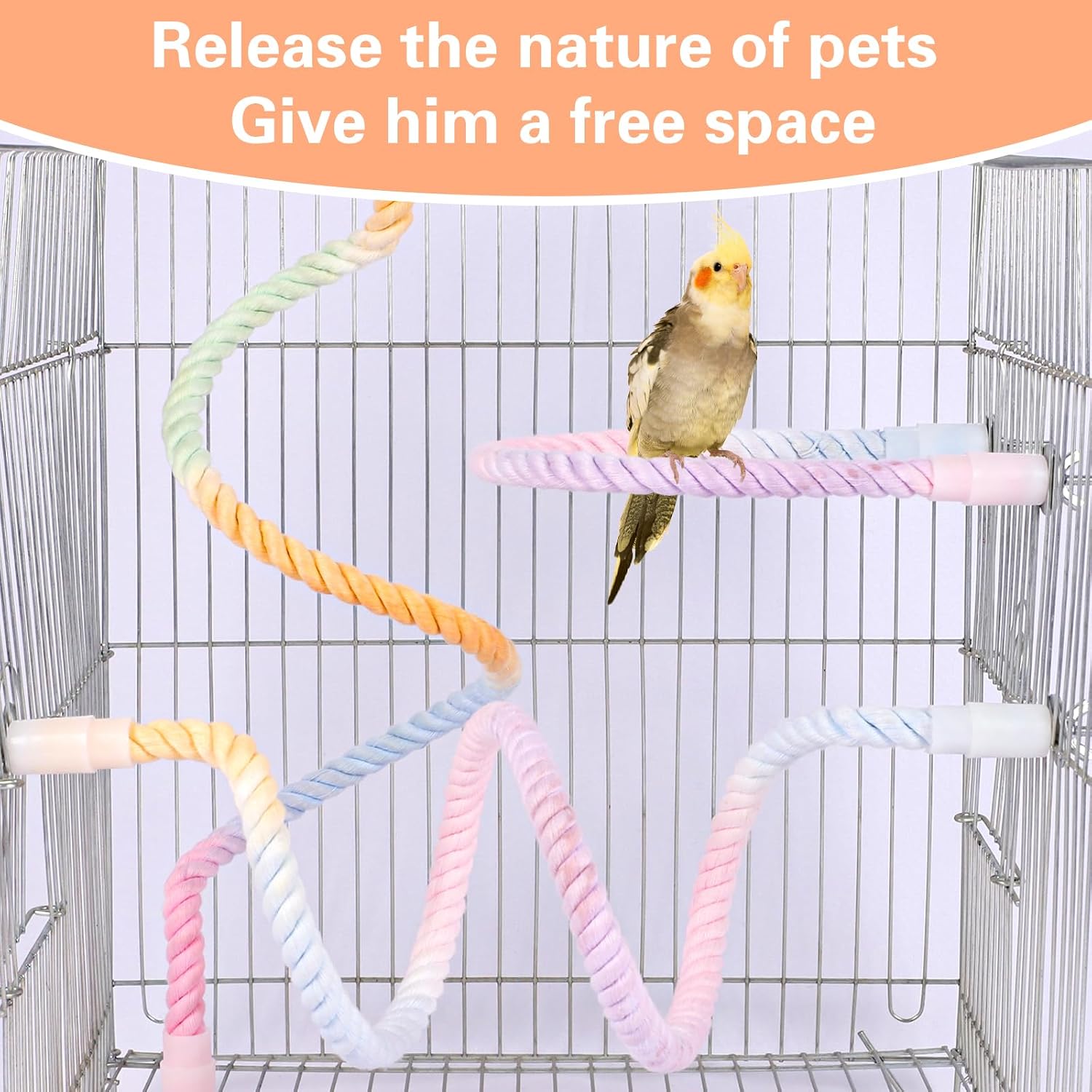 Detalle de 3Pcs Gradient Bendable Bird Perch Stand Set – Pink