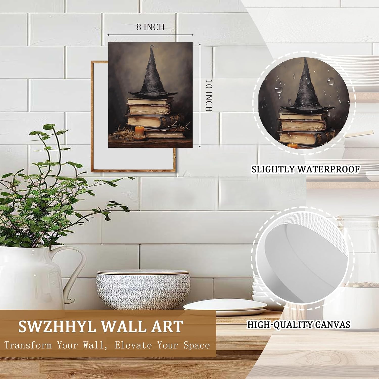 Detalle 2 de SWZHHYL Vintage Witchy Spells Canvas Wall Art, 8 x 10-Inch Unframed Print