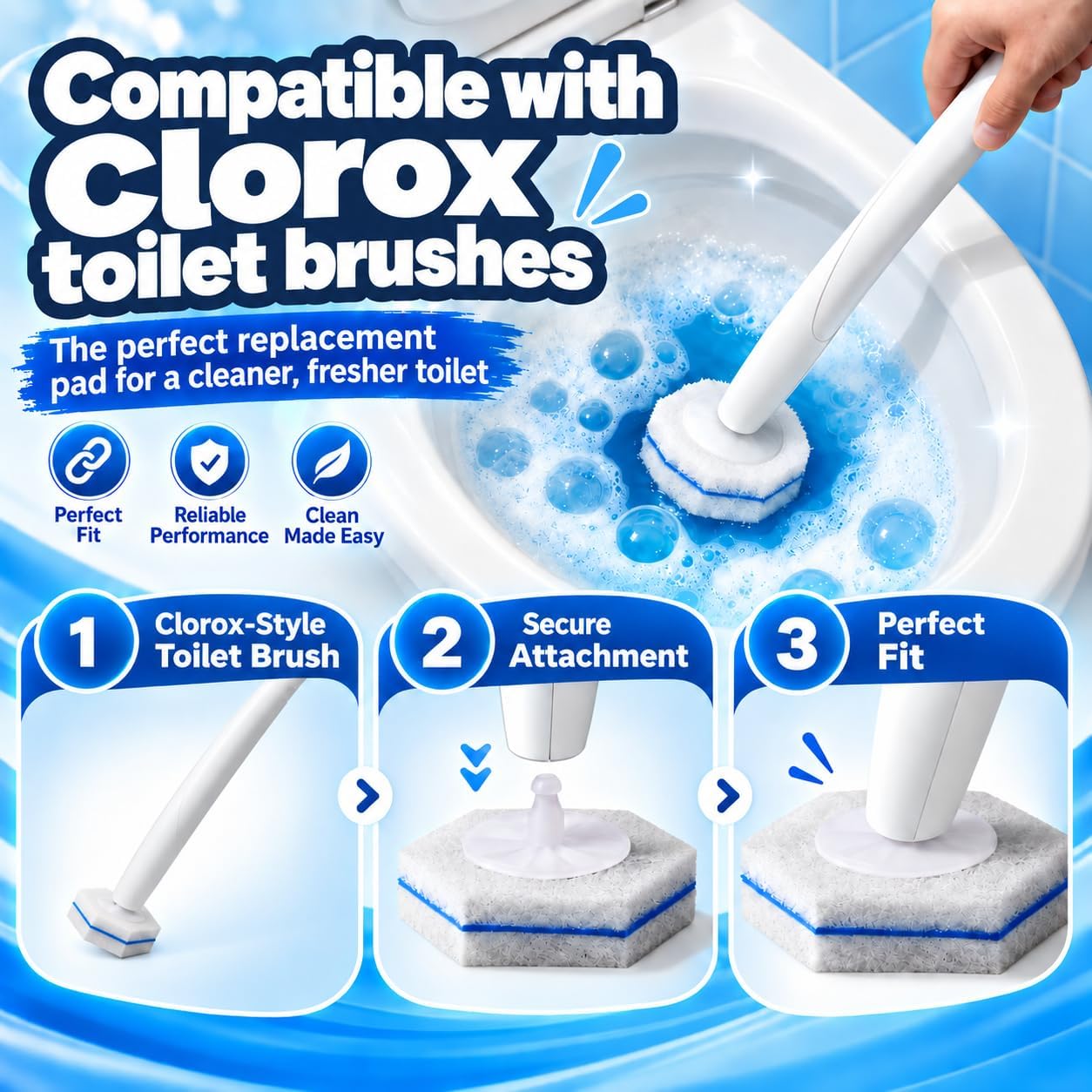 Detalle de 50 Pack Wand Refills Compatible with Clorox Toilet Brushes