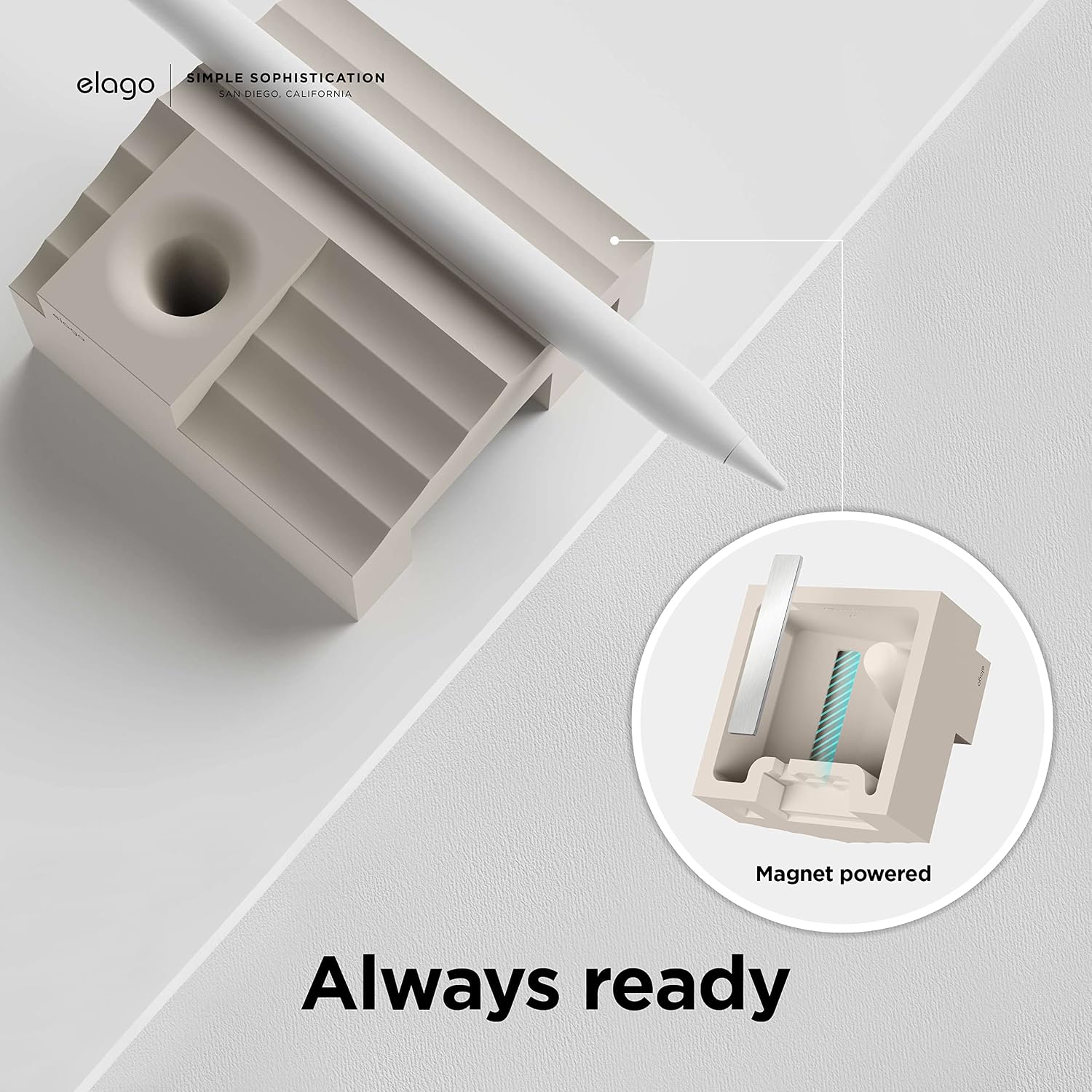 Thumbnail 4 de elago Supporto Matita “Casa” in silicone per Apple Pencil Pro, 2ª/1ª gen e Apple Pencil USB‑C (Pietra)