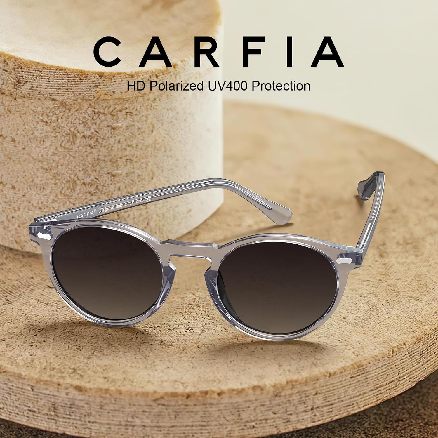 Thumbnail 1 de CARFIA Polarisierte Sonnenbrille Herren – Rundrahmen mit Lederetui