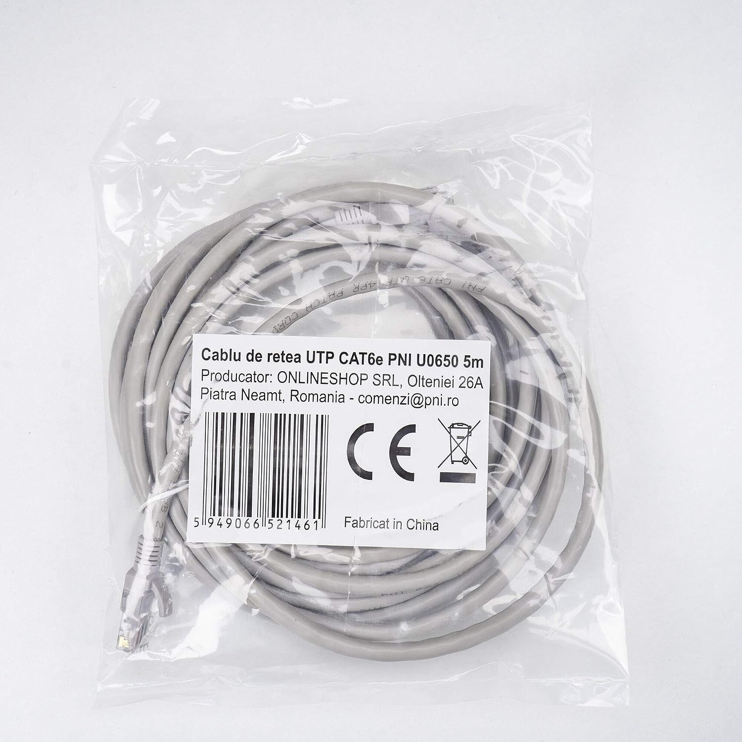 Detalle 1 de Câble réseau UTP CAT6 U0650 5 m - PNI, 2xRJ45, 8 fils 0,4 mm