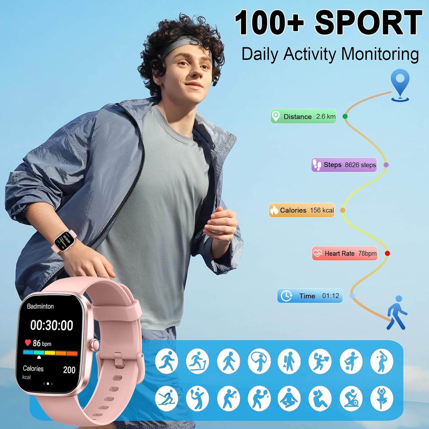 Thumbnail 4 de Smart Watch 2026 1.91” HD Bluetooth 5.4 Calling with SPO2, Heart Rate & Sleep Monitoring