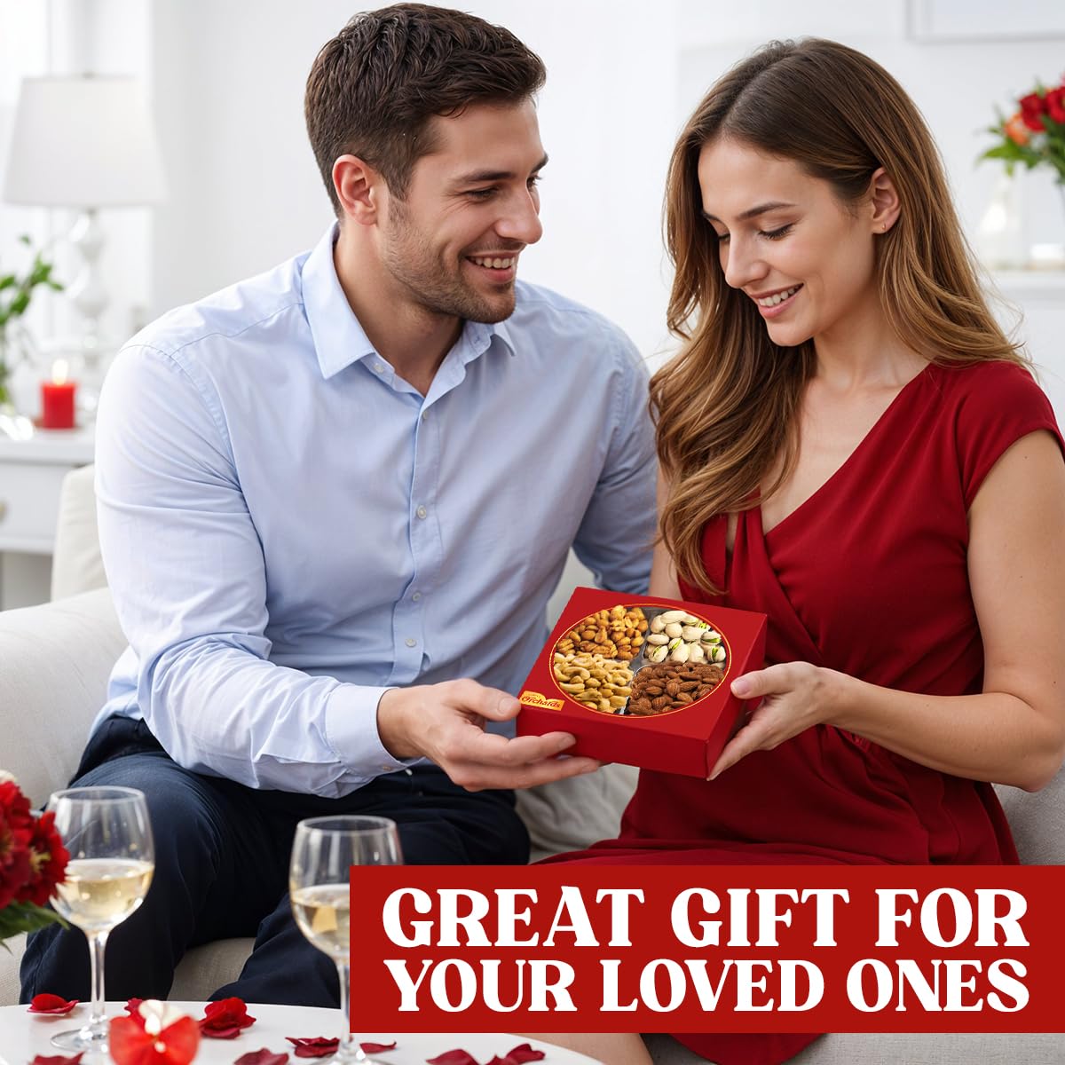 Thumbnail 3 de Simple Orchards Cravings Gourmet Nuts Gift Basket, 4-Section Mixed Nut Gift Box