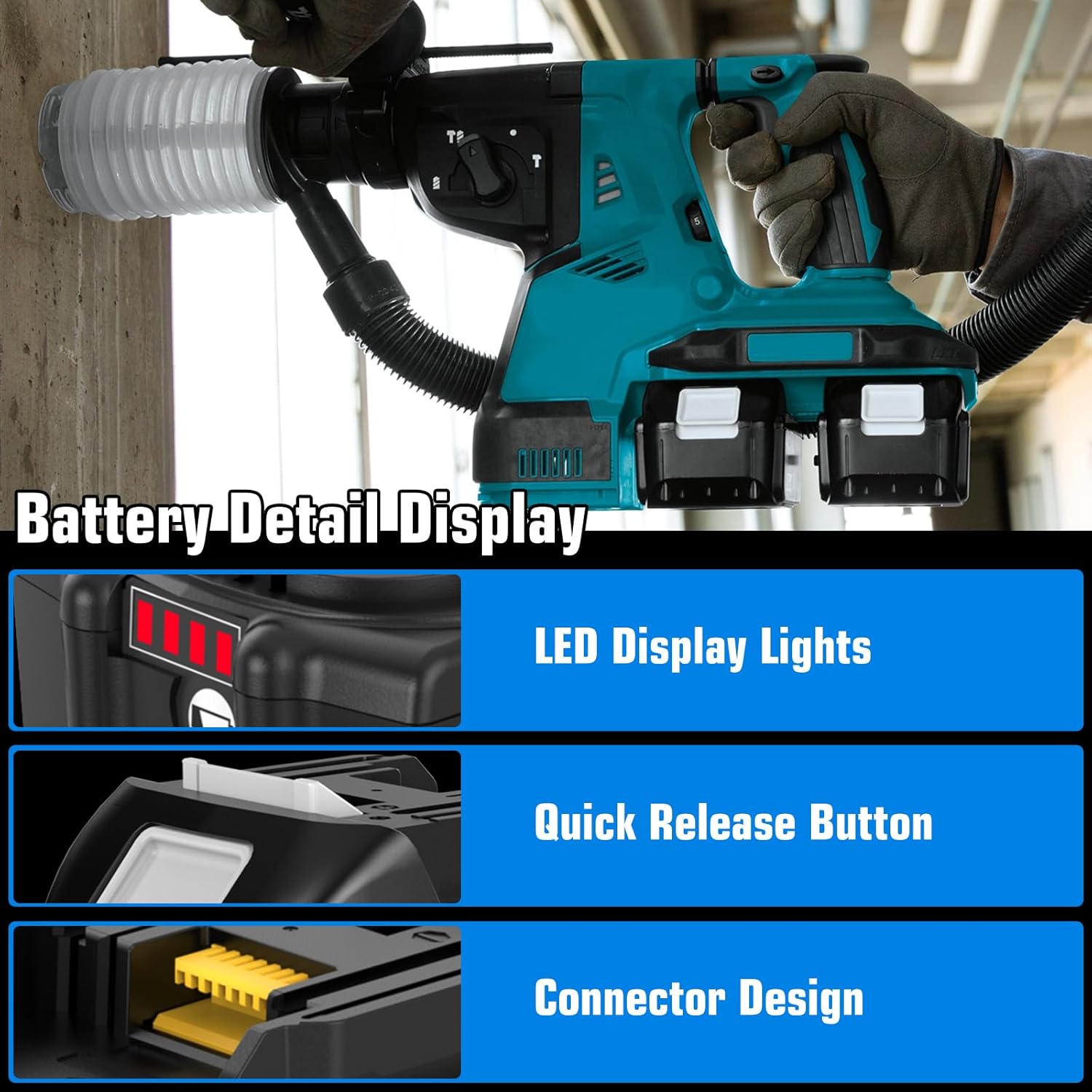 Detalle de 2er Pack 10.0Ah Ersatzakku für Makita 18V LXT (BL1850B/BL1860B) – kompatibel mit DC18RD/DC18RC Ladegeräten