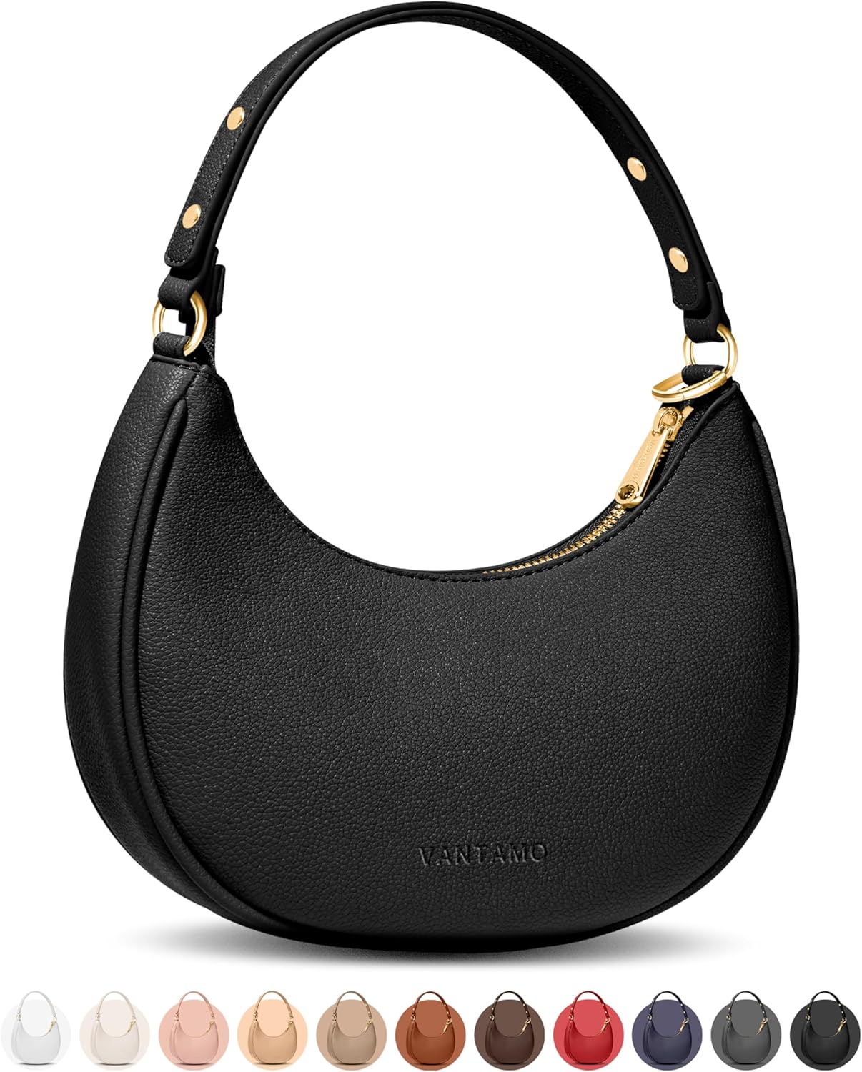 Thumbnail 6 de Borsa a mezzaluna da donna in ecopelle antifurto RFID con tracolla regolabile e clip anti-borseggio
