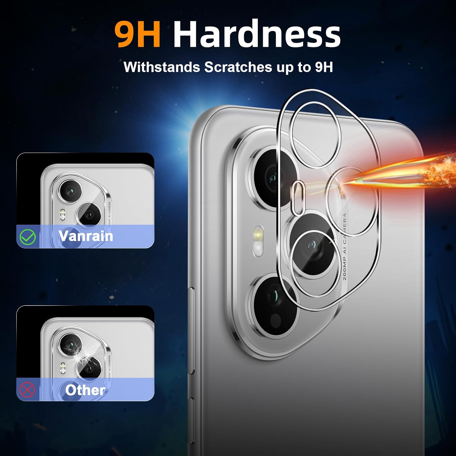 Thumbnail 2 de Vanrain Kameraschutz aus Panzerglas für Honor 400 Pro 5G – 3 Stück, 9H, ultra-klar