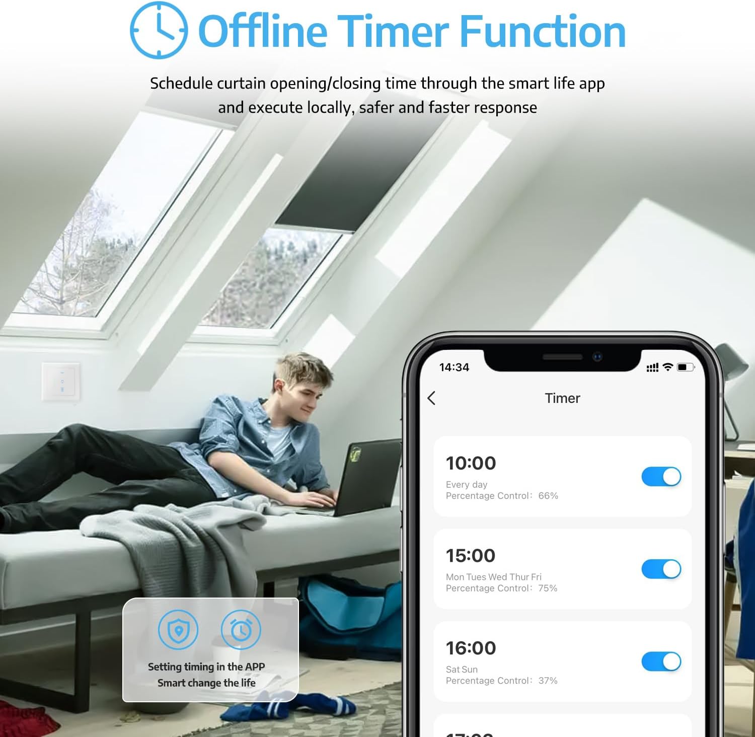 Detalle 1 de SMARTERCURRY Wlan Rolladenschalter 7. Gen — Zeitschaltuhr für Rollläden 🏠