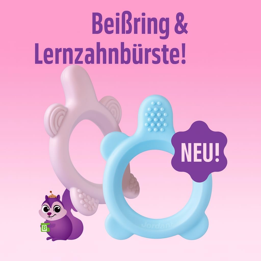Detalle 2 de Jordan Step 0 Beißring & Trainingszahnbürste für Babys – 2-in-1-Lösung rosan