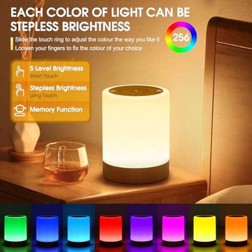 Detalle de NIWOHOM Lampe de Chevet tactile 256 couleurs RVB – 5 modes lumineux et mémoire