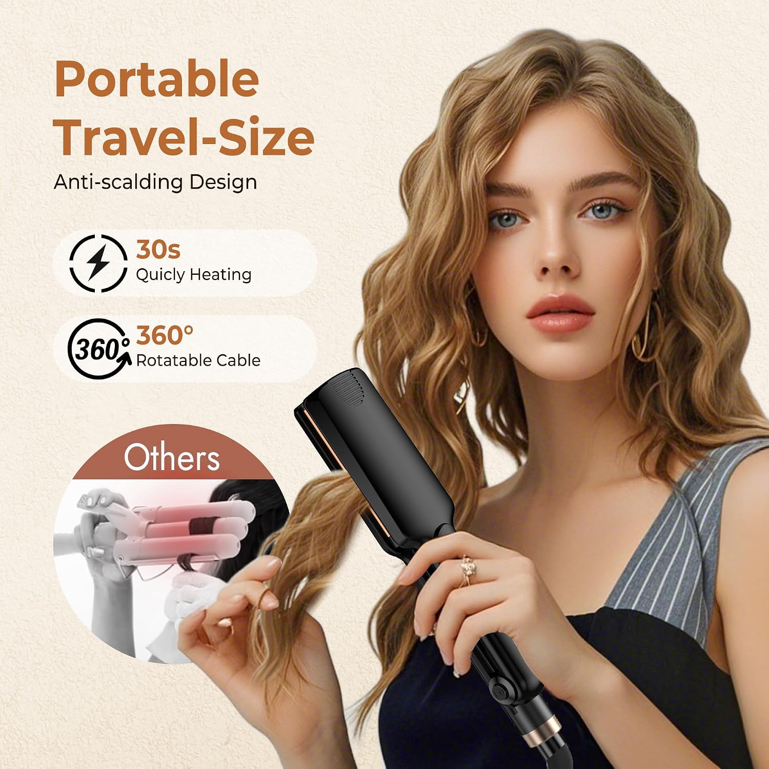 Thumbnail 2 de UKLISS Hair Waver Mini Wave Curling Iron – Pro Lightweight 3 Barrels