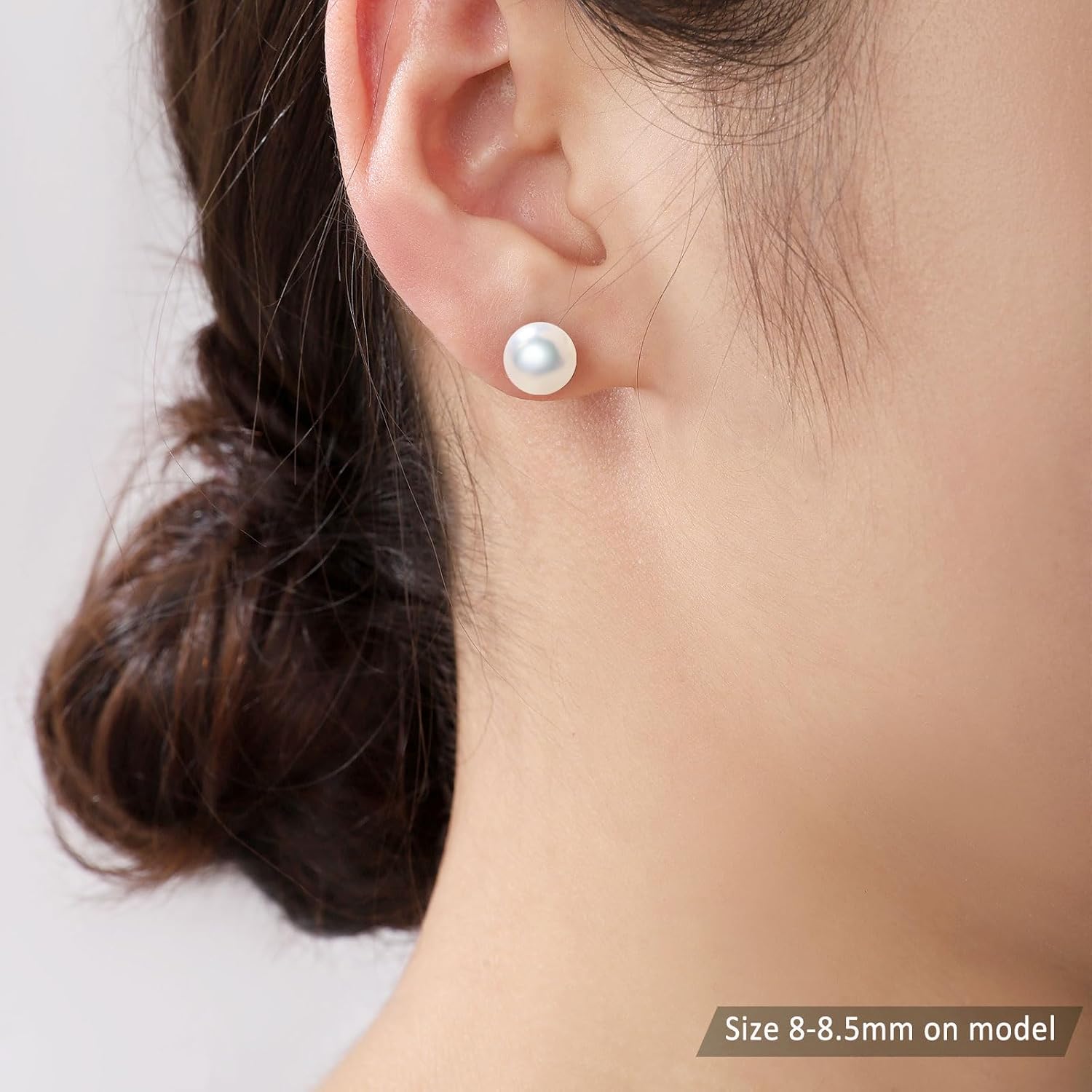 Detalle 2 de Pearl Stud Earrings, 925 Sterling Silver