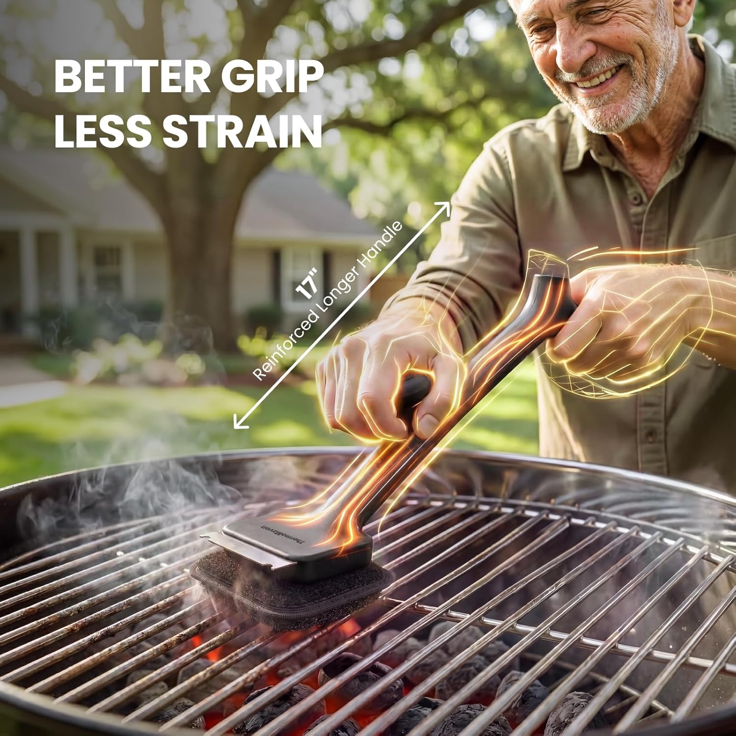 Thumbnail 4 de ThermoMaven Bristle-Free BBQ Grill Brush - 17" Steam-Powered, Safe & Replaceable Heads