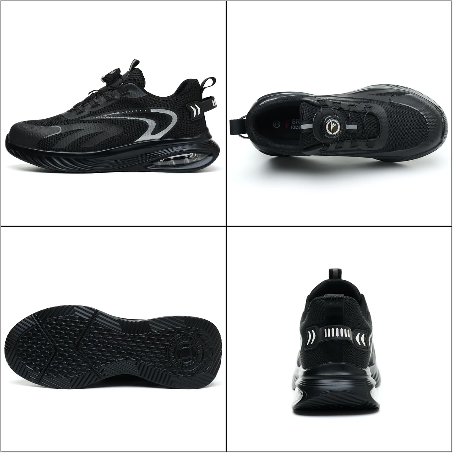 Detalle de AEKYIWL Scarpe antinfortunistiche da lavoro: leggerezza, traspirabilità e comfort con chiusura regolabile