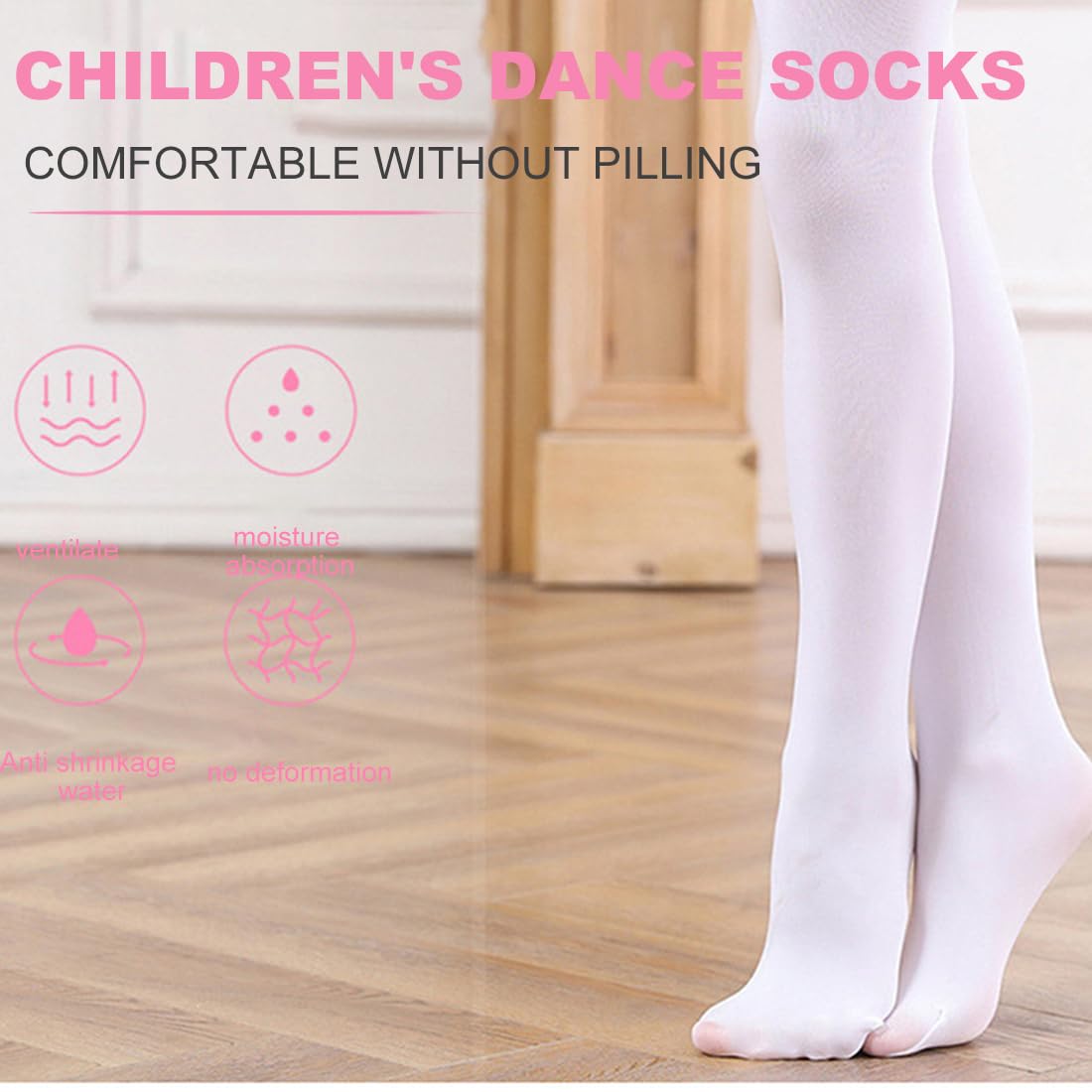 Detalle de UEAVOID 2 Paar Ballettstrumpfhose Mädchen – elastisch, hautfreundlich und passend für 6–9 Jahre