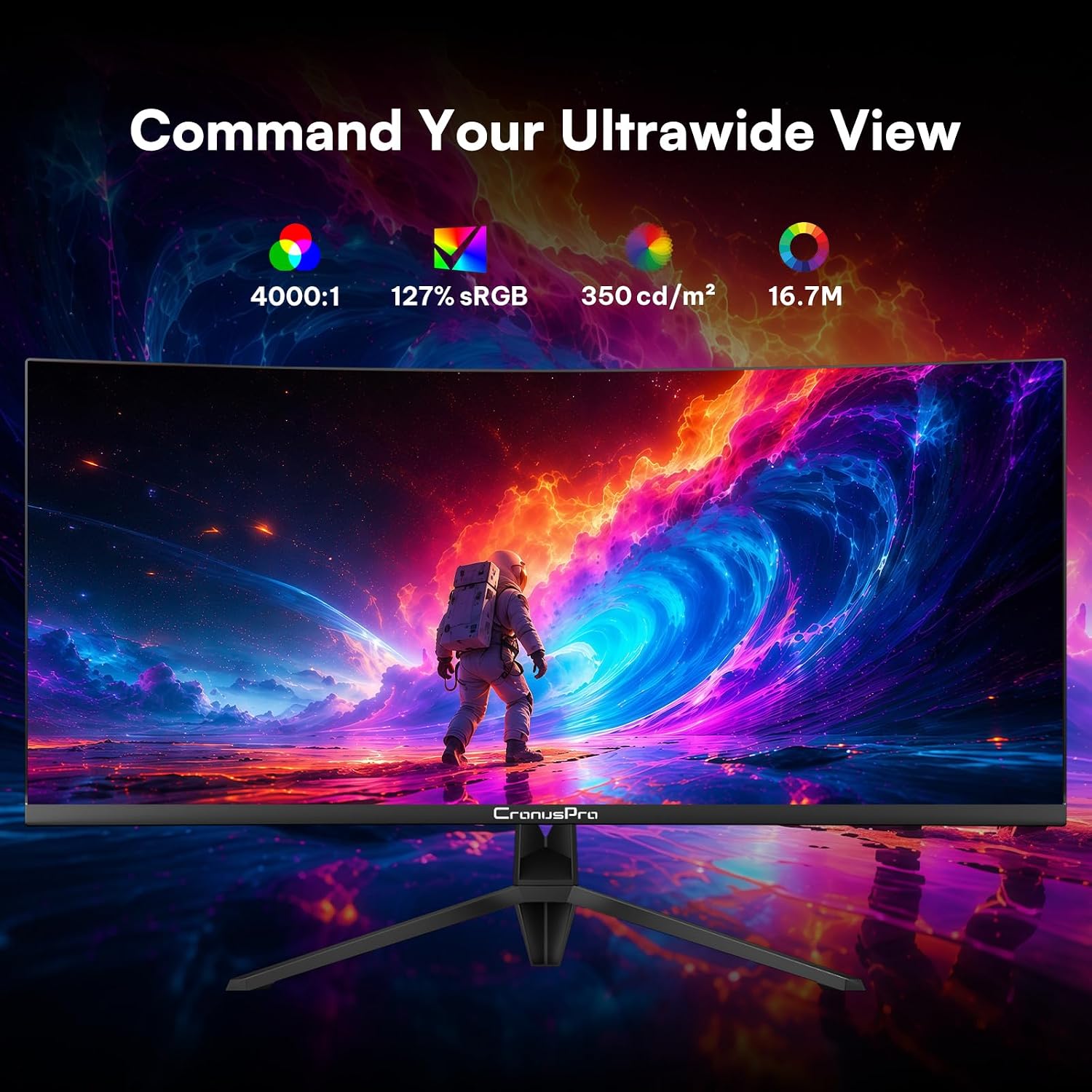 Thumbnail 2 de CronusPro 34 Inch Ultrawide Curved Gaming Monitor (UWQHD 3440x1440) – 165Hz, 1ms MPRT, 1500R Curved, FreeSync Premium