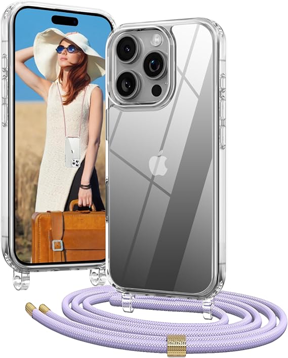 Detalle de OLEPHY Funda iPhone 16 Pro 6,3" Transparente con Correa