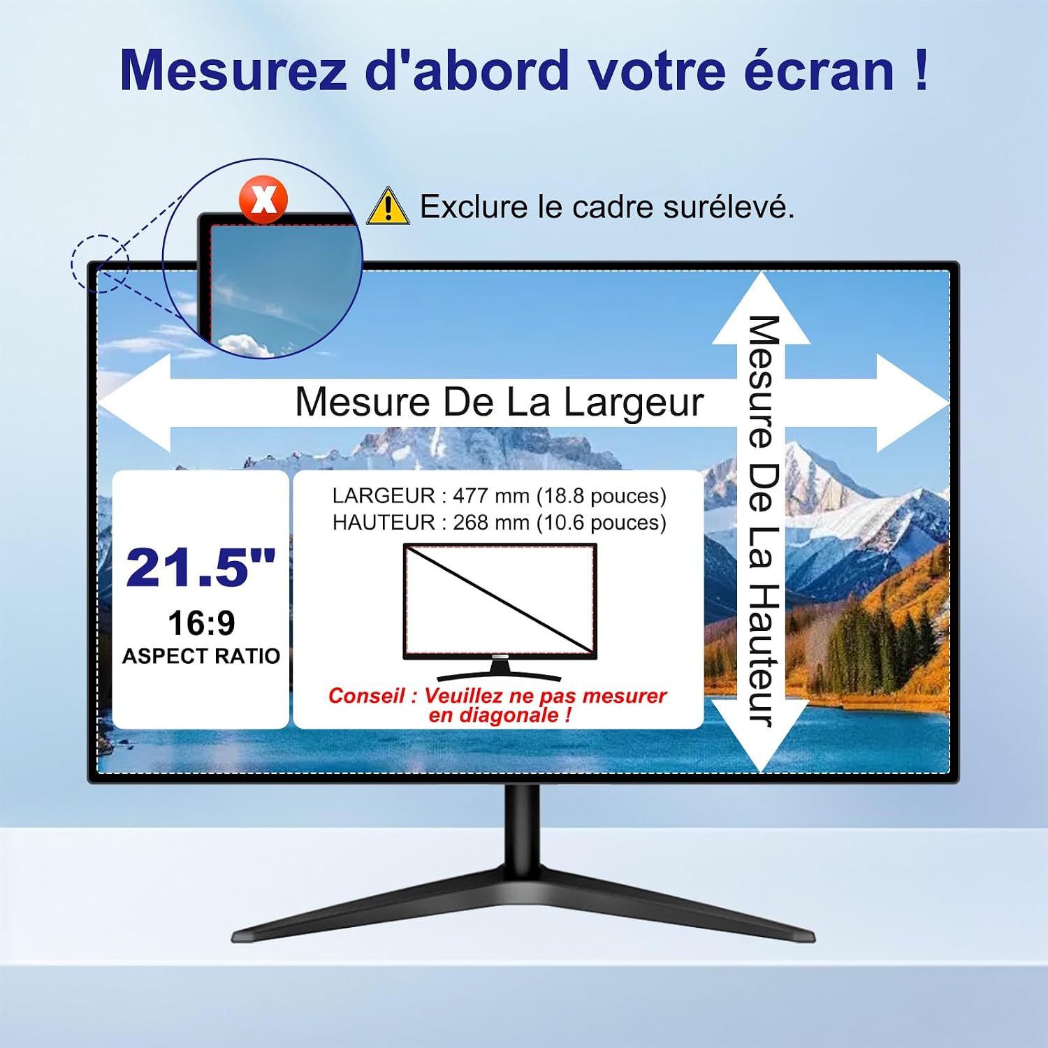Detalle 2 de Filtre de confidentialité pour écran 21,5 pouces – 16:9, anti-reflets et anti-lumière bleue