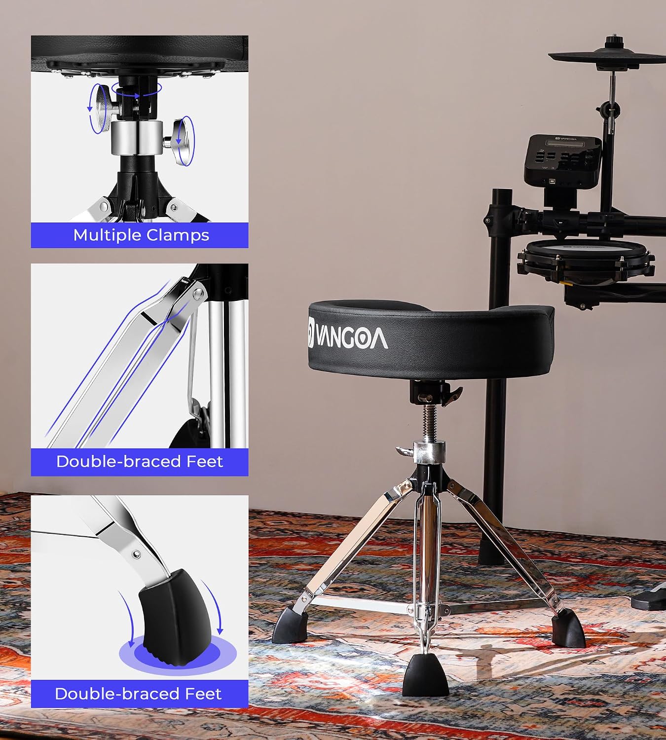 Thumbnail 5 de vangoa Saddle Shape Drum Stool 25.2 in