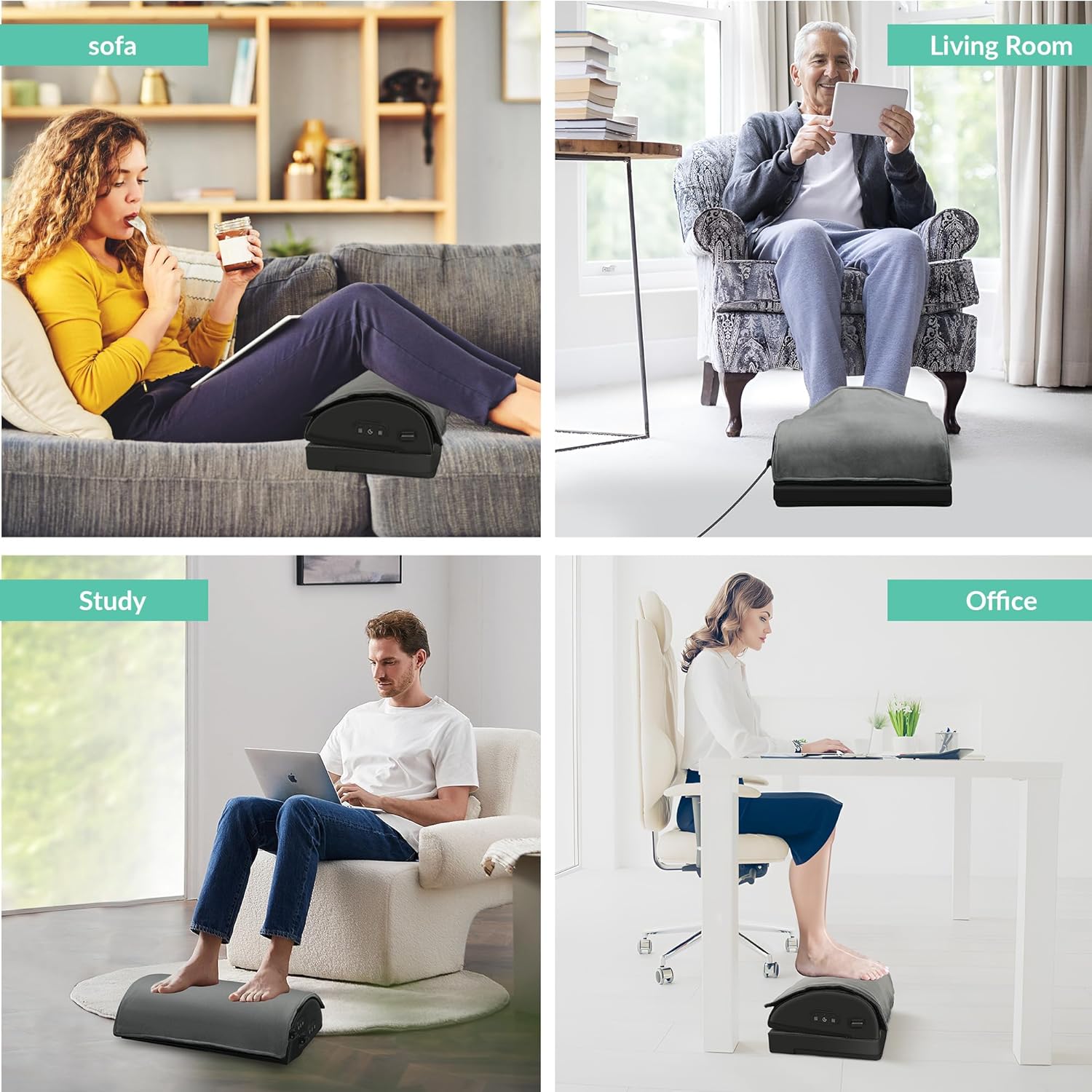 Thumbnail 6 de Snailax Foot Rest Under Desk with Adjustable Heights – Ergonomic, Heated, Vibrating Massager