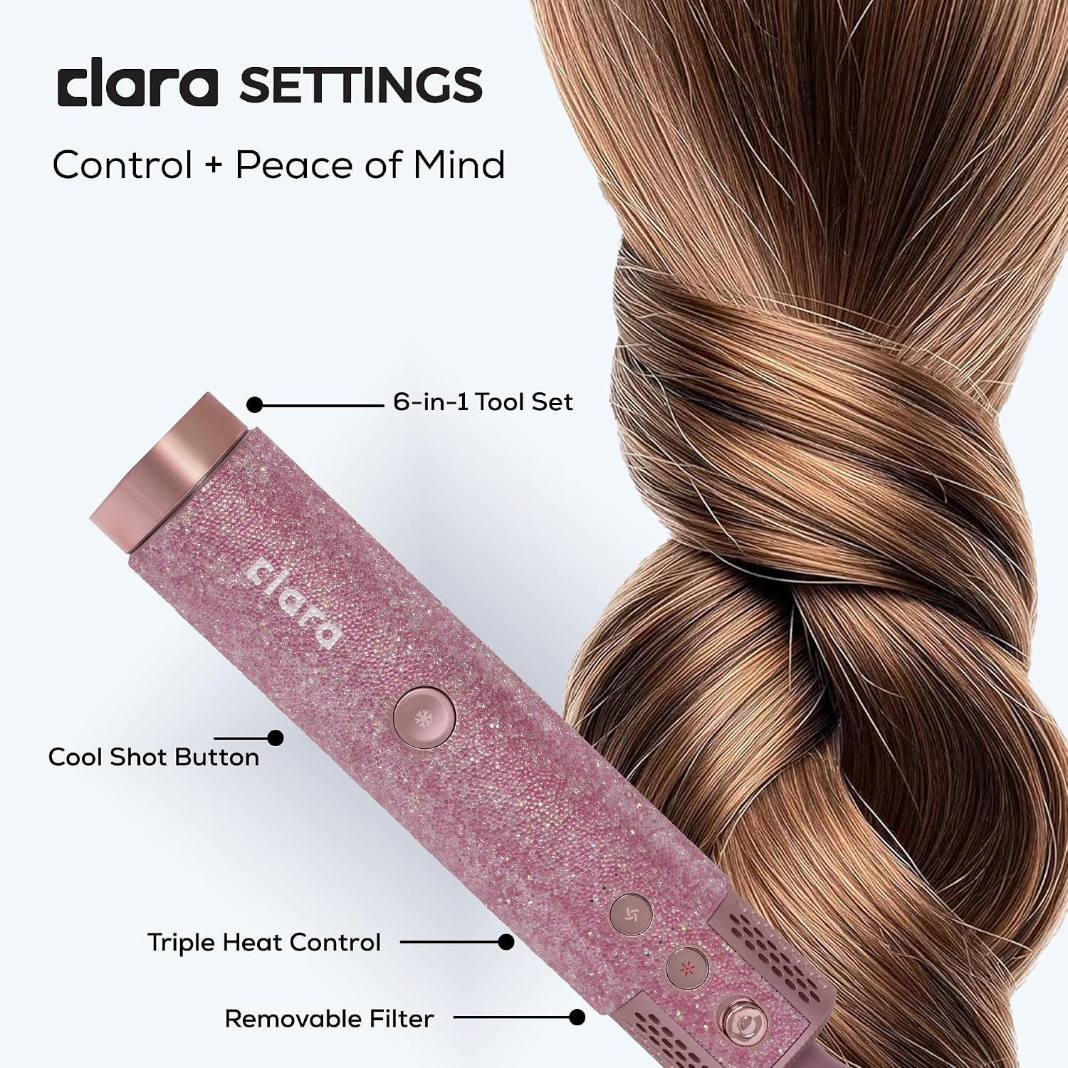 Detalle de Clara 6-in-1 Diamond Candy Multi Styler with Auto-Wrap Curlers (1500W ionic styling tool)