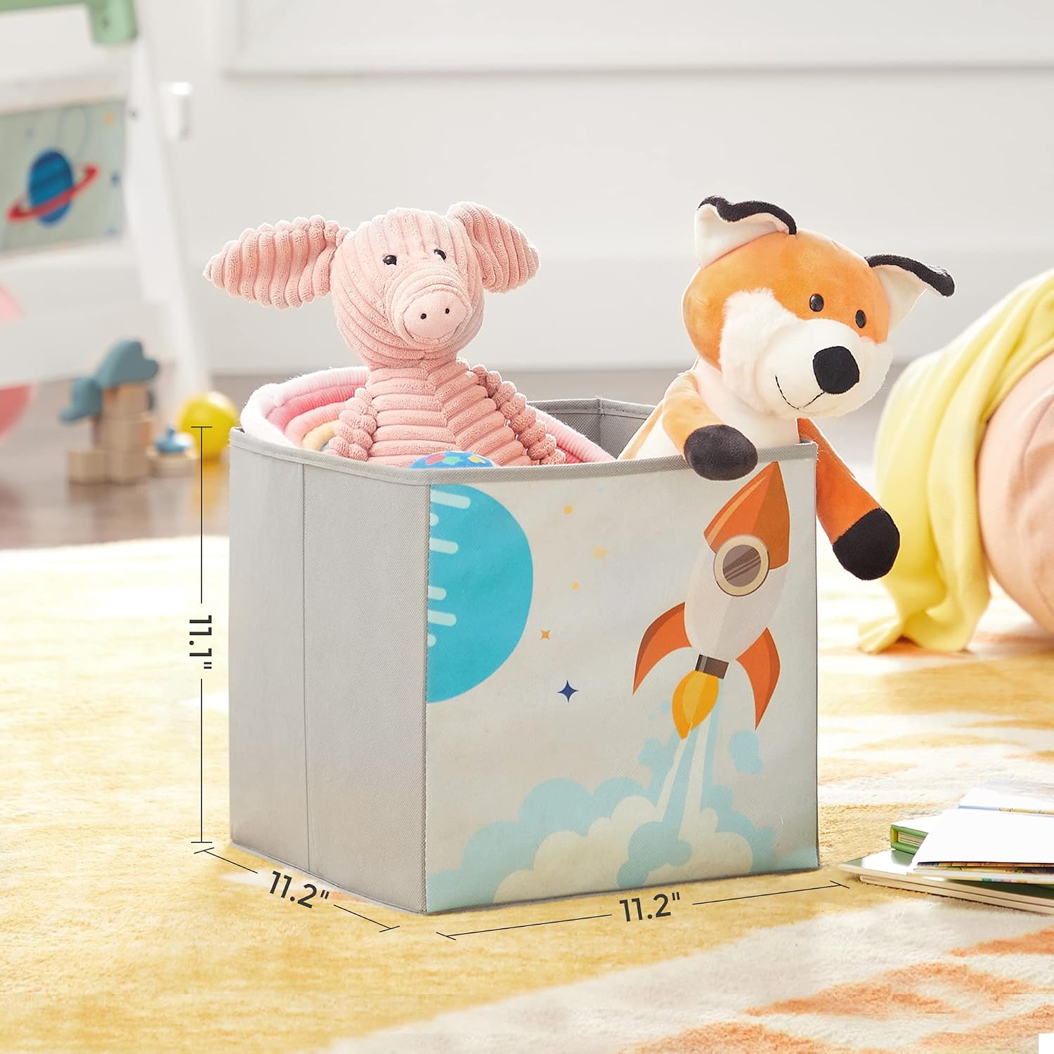 Detalle de SONGMICS UGKR42WT Kids’ Toy and Book Organiser with 2 Fabric Drawers