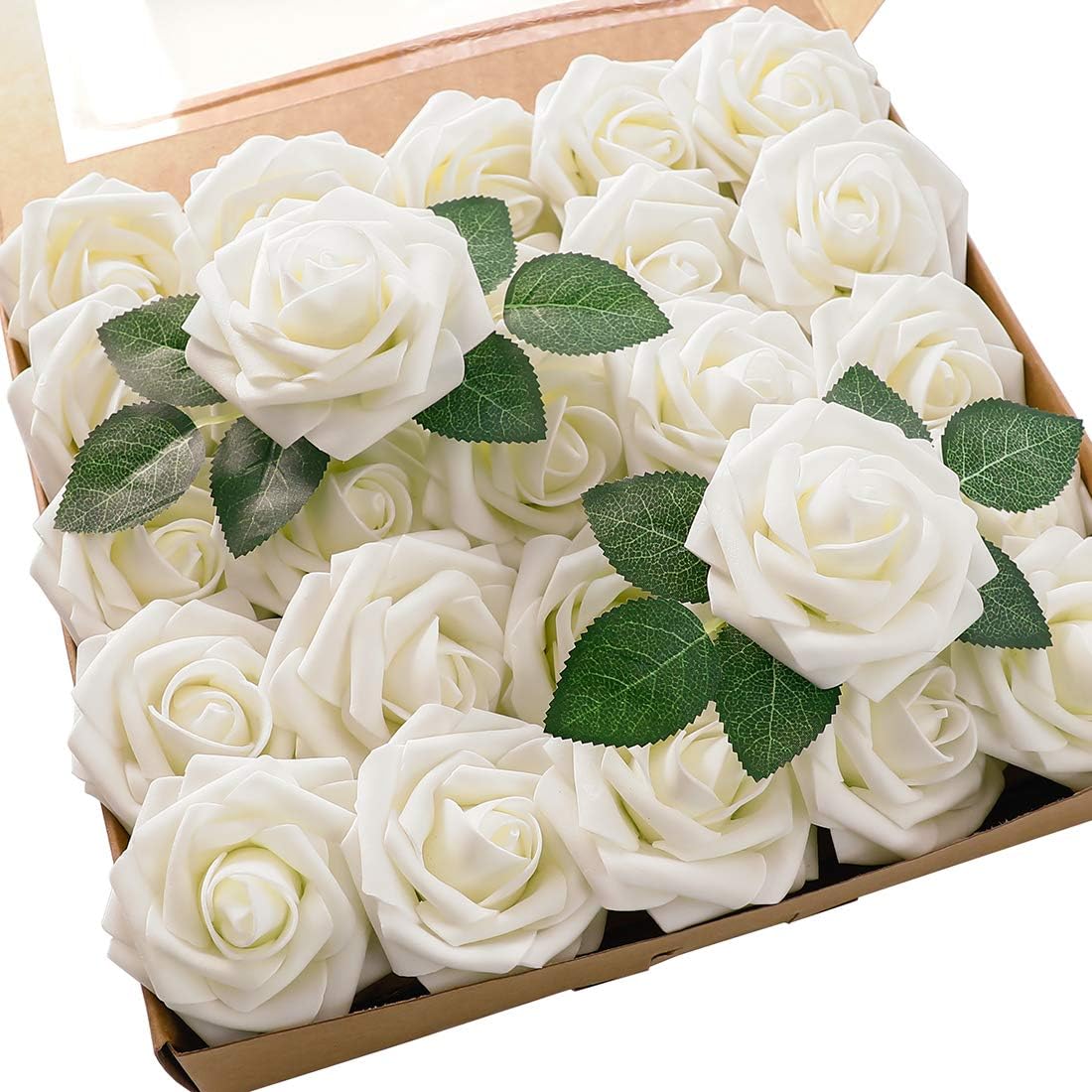 Detalle de Floroom 25pcs Ivory Foam Roses bouquet DIY