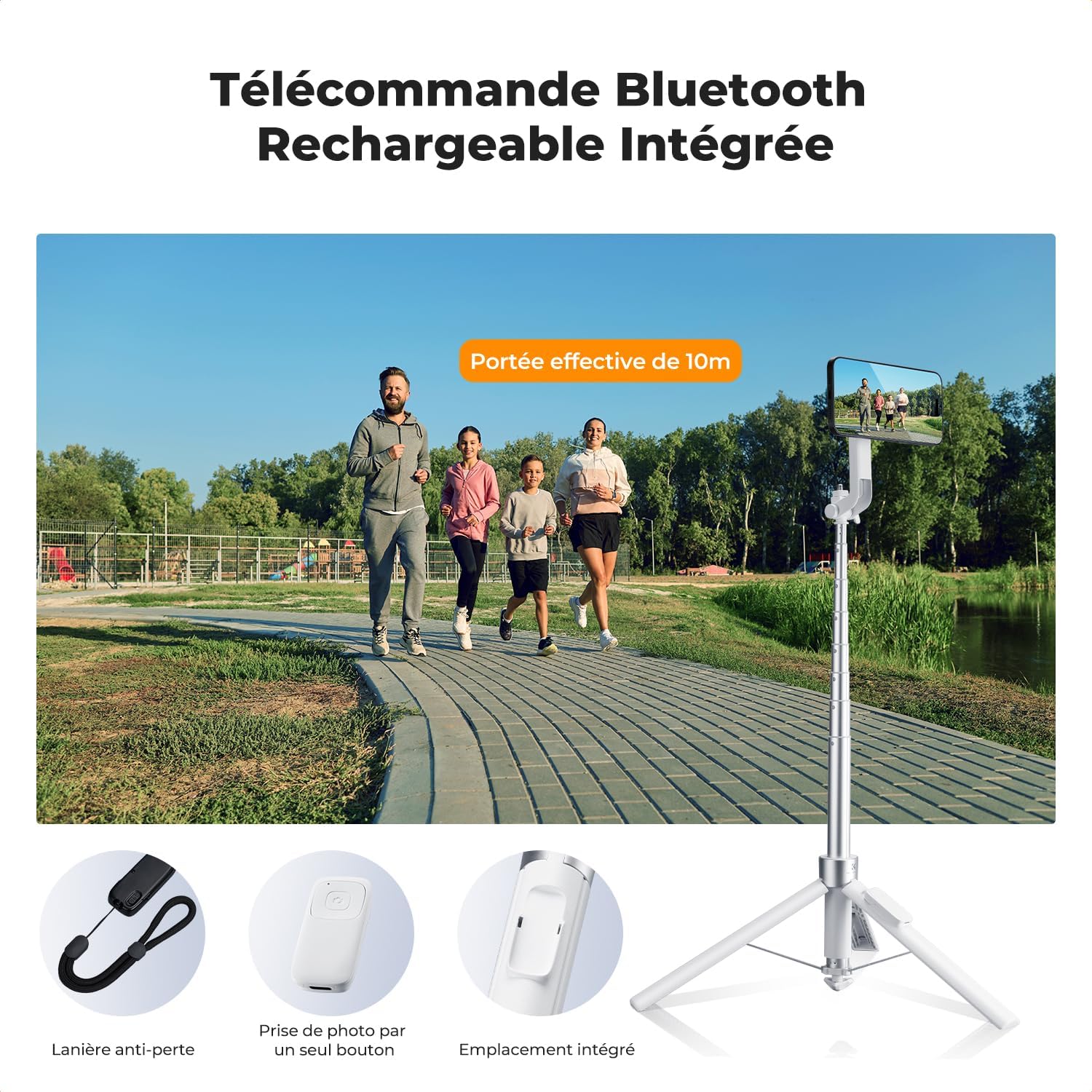 Detalle de K&F CONCEPT Trépied iPhone Mag-Safe 180 cm — 3-en-1 selfie magnétique avec télécommande