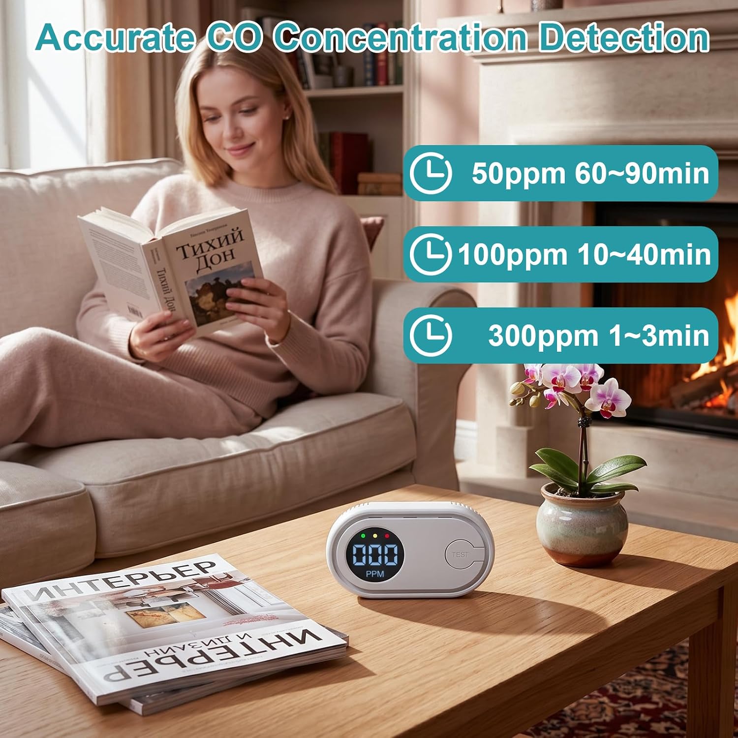 Thumbnail 4 de Carbon Monoxide Detector, Battery Powered CO Alarm with LED Digital Display