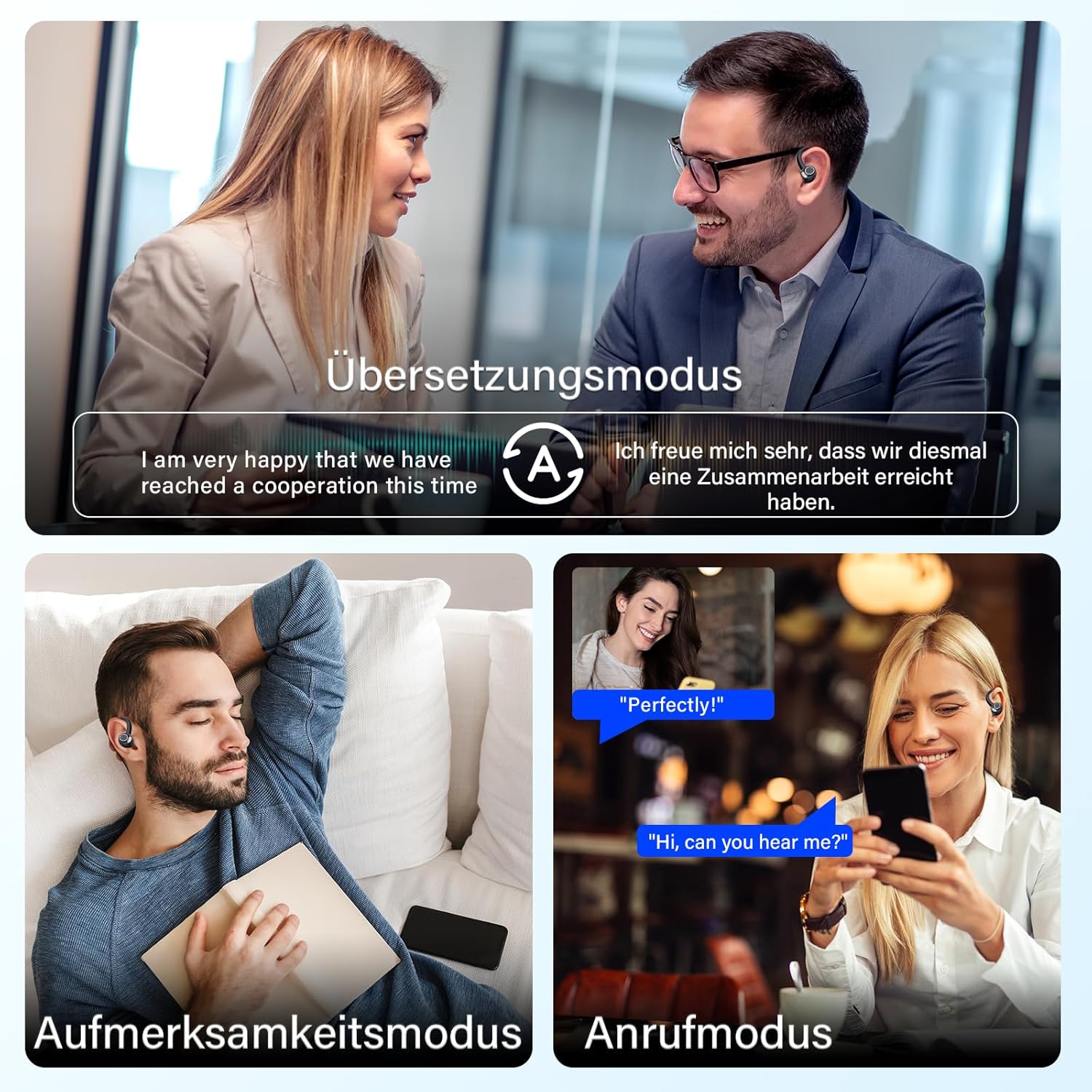Thumbnail 3 de AI Kopfhörer Übersetzer 3-in-1: Echtzeit-Sprachübersetzung, Anrufe & Musik in 164 Sprachen