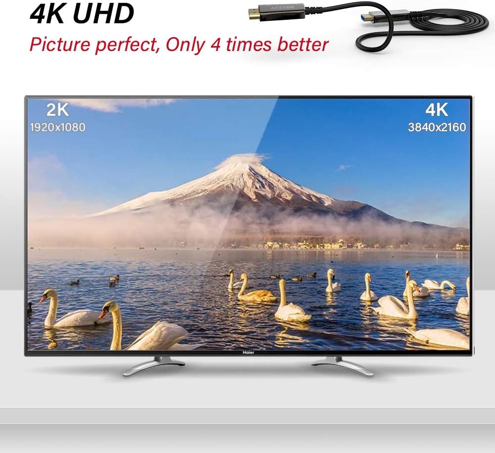 Thumbnail 4 de ATZEBE HDMI Glasfaser Kabel 5M – 4K@60Hz, HDR, 18Gbps, 4:4:4, HDCP 2.2