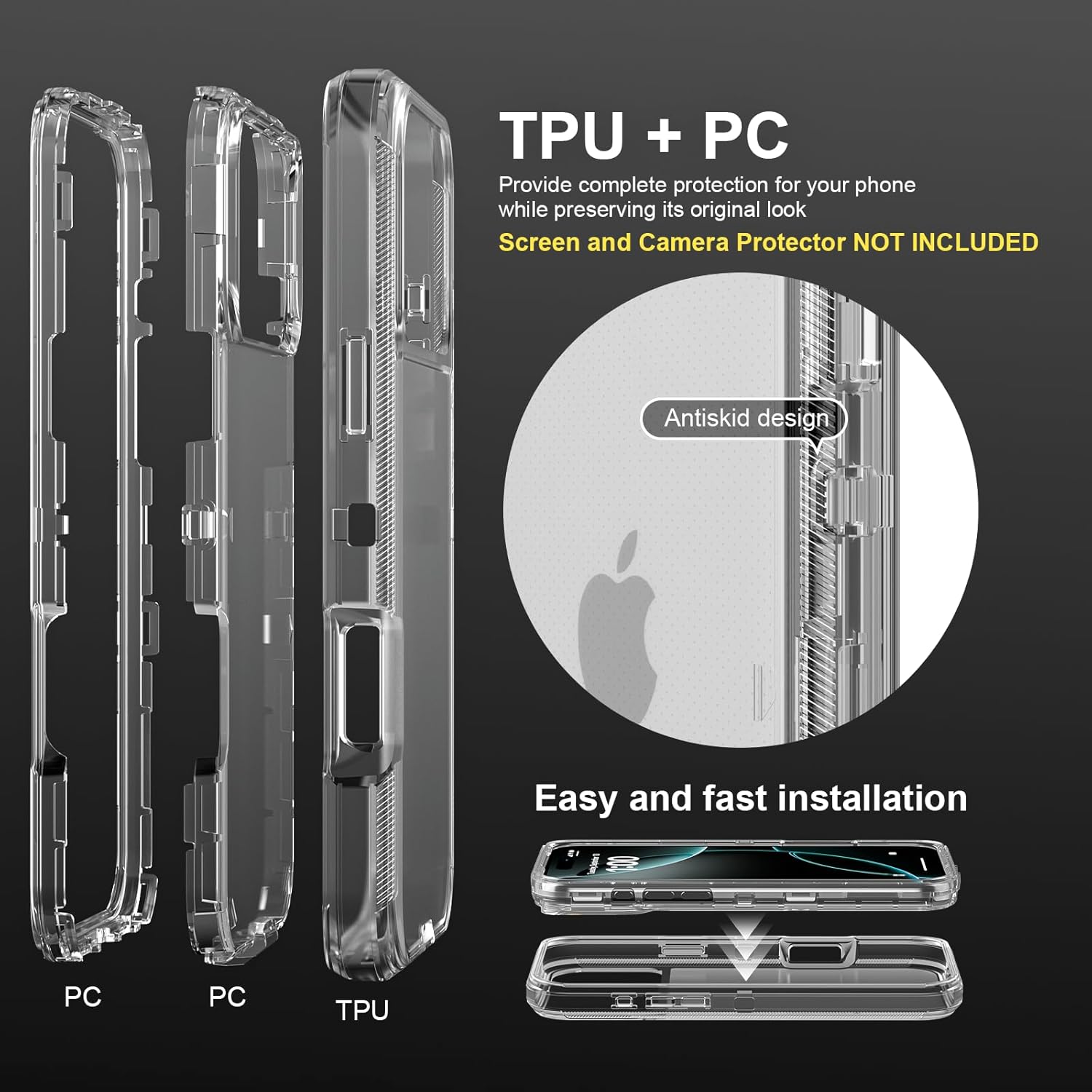 Detalle 2 de Follaroma iPhone 17 Pro Max Case (6.9 inch) – Heavy-Duty Dual Layer Shockproof Clear Cover