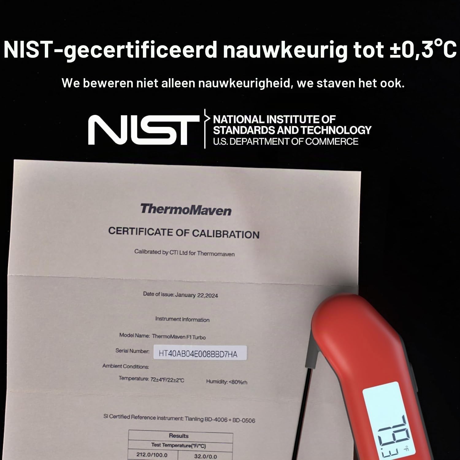 Detalle de ThermoMaven F1 Turbo HT04 digitale vleesthermometer, IP67 en meting in 0,5 s