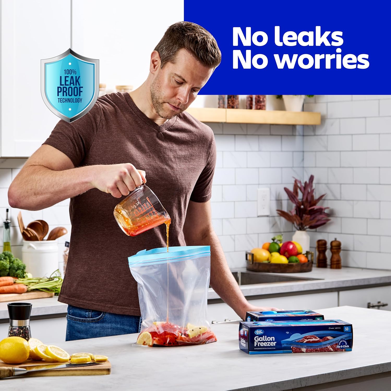 Thumbnail 2 de Quart Freezer Bags - Double Zipper Seal, 150 Count (2 Packs of 75) – Reusable BPA-Free Microwave-Safe Freezer Pouches