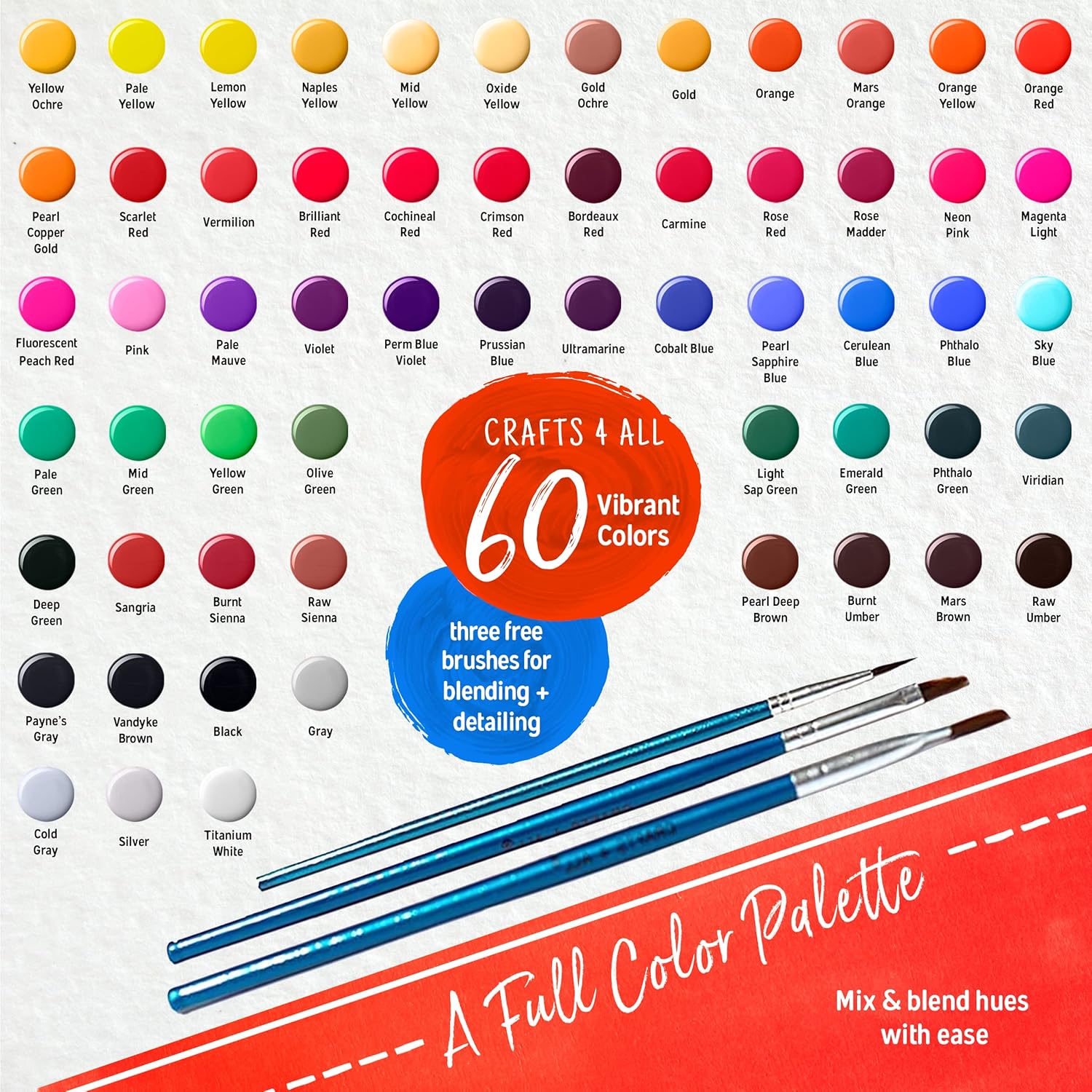 Detalle de Crafts 4 ALL 60-Colour Acrylic Paint Set